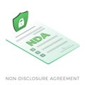 NDA - Non-Disclosure Agreement, proprietary confidentiality information document. Employer and employee contracts. Royalty Free Stock Photo