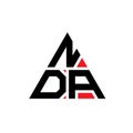 NDA triangle letter logo design with triangle shape. NDA triangle logo design monogram. NDA triangle vector logo template with red