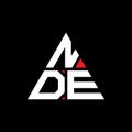 NDE triangle letter logo design with triangle shape. NDE triangle logo design monogram. NDE triangle vector logo template with red Royalty Free Stock Photo
