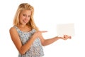 Nde woman holding a blank white board in her hands for promotion Royalty Free Stock Photo