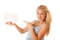 Nde woman holding a blank white board in her hands for promotion Royalty Free Stock Photo