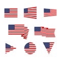 ndependence day background set of usa flag american symbol wavy shape. Royalty Free Stock Photo