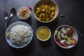 ndian veg lunch rumali roti or Indian bread and alu jeera or potato masala served Royalty Free Stock Photo