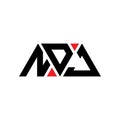 NDJ triangle letter logo design with triangle shape. NDJ triangle logo design monogram. NDJ triangle vector logo template with red Royalty Free Stock Photo