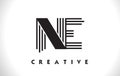 NE Logo Letter With Black Lines Design. Line Letter Vector Illus