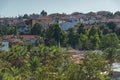 Panorama to resort of Nea Fokea at Kassandra peninsula, Chalkidiki, Cent Royalty Free Stock Photo