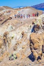 Nea Kameni volcanic crater view Santorini Caldera Greece Royalty Free Stock Photo