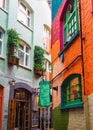 London, UK/Europe; 20/12/2019: Neal`s Yard, a small alley with colorful buildings and facades in the district of Covent Garden, Royalty Free Stock Photo