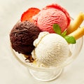 Neapolitan Flavored Ice Cream Dessert Sundae Royalty Free Stock Photo