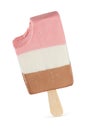 Neapolitan ice cream bar popsicle on wood stick isolated Royalty Free Stock Photo