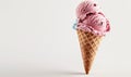 Neapolitan ice cream cones on white background Royalty Free Stock Photo