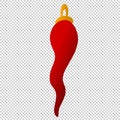 Neapolitan lucky horn red chili pepper with golden ring