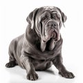 Neapolitan mastiff dog close up portrait isolated on white background. Brave pet, loyal friend, Royalty Free Stock Photo