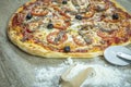 Neapolitan pizza anchovy pizza, tomato and olives Royalty Free Stock Photo