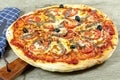 Neapolitan pizza anchovy pizza, tomato and olives Royalty Free Stock Photo