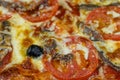 Neapolitan pizza anchovy pizza, tomato and olives Royalty Free Stock Photo