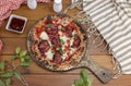 Neapolitan pizza - Napoli pizza, Naples pizza (Italian pizza napoletana) - straight from a wood-fired oven. Royalty Free Stock Photo