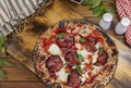 Neapolitan pizza - Napoli pizza, Naples pizza (Italian pizza napoletana) - straight from a wood-fired oven. Royalty Free Stock Photo