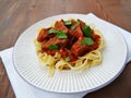 Neapolitan ragu with tagliatelle pasta Royalty Free Stock Photo