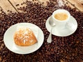 Neapolitan Sfogliatella frolla with espresso Royalty Free Stock Photo