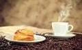 Neapolitan Sfogliatella riccia with espresso Royalty Free Stock Photo