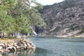 Near Ezaro river waterfal. Sea. Rocks. Landscape