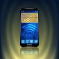 Near field communication, NFC mobile phone, NFC payment with mobile phone smartphone flat icon for apps and websites Royalty Free Stock Photo