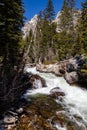 Near Hidden Falls on Cascade Creek, Grand Teton National Park, Jackson Hole, Wyoming at the end of May Royalty Free Stock Photo