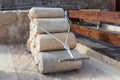 Rollers for compressing plaster on roofs and floors from the Hellenistic period in The Good Samaritan Museum Near Kfar Adumim in I