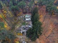 Abandoned and vandalised Soviet military base drone image. Royalty Free Stock Photo