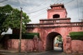 Near Nha trang City, Vietnam. Gate of old citadel. Wonderful view of pink wall of gate of Dien Khanh Citadel