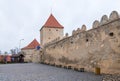 Fragment of the fortress wall of the Rupea Citadel built in the 14th century on the road between Sighisoara and Brasov in Romania