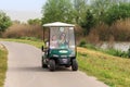 Visitors drive along an electric vehicle path in the Hula Lake Nature Reserve near the Yesod HaMa`ala settlement in Israel Royalty Free Stock Photo