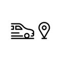 Black line icon for Nearest, car and nearby