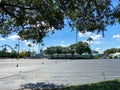 The nearly empty parking lot at SeaWorld in Orlando, Florida