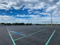 The nearly empty parking lot at SeaWorld in Orlando, Florida