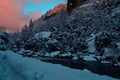 Merced River during Sunset at Yosemite National Park Royalty Free Stock Photo