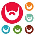 Neat beard icons circle set