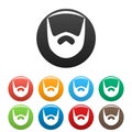 Neat beard icons set color