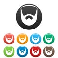 Neat beard icons set color vector