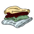 Neat cozy pile of plaid doodle. Folded clothes