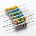 Colorful Electronic Resistors in a Diagonal Row Royalty Free Stock Photo