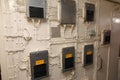 Cables and junction boxes on board ship Royalty Free Stock Photo