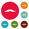 Neat mustache icons circle set vector