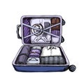 Neat opened business suitcase, ready to journey