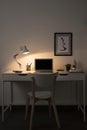 neat organised workspace with laptop. High quality photo Royalty Free Stock Photo