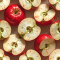 Neat Overhead Pattern of Whole and Sliced Apples Royalty Free Stock Photo