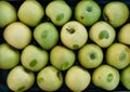 Rows of Green Apples at Street Market