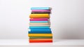 neat stack of books white background Royalty Free Stock Photo