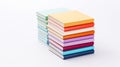a neat stack of colorful books on a white background Royalty Free Stock Photo